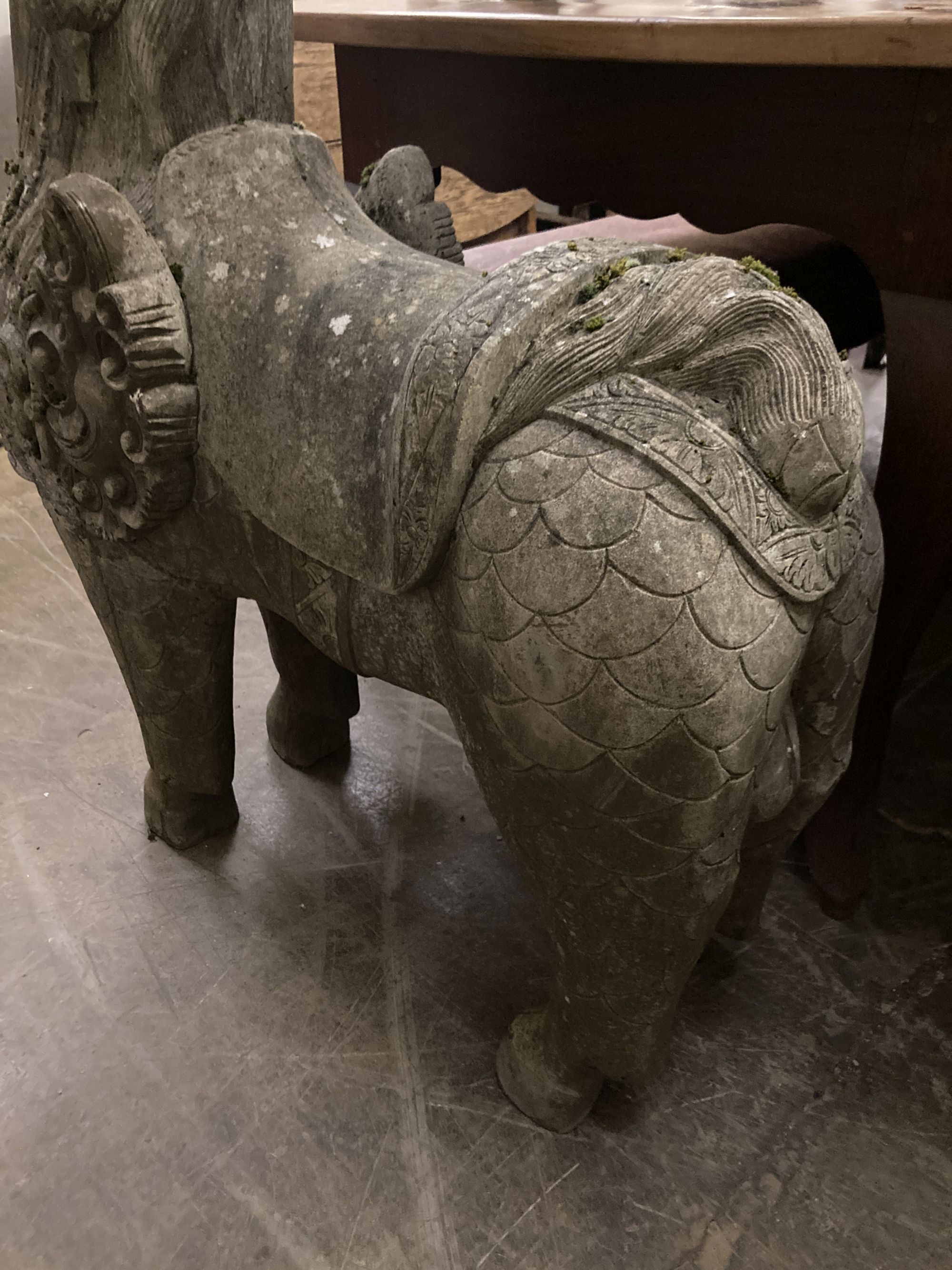 A carved wood statue of dog of fo, width 80cm, height 112cm